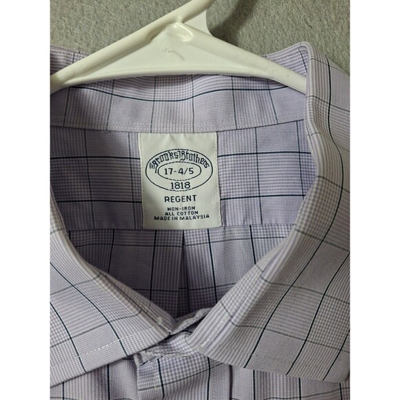 Brooks Brothers Dress Shirt Mens 17 34/35 Regent Fit Purple Graph Plaid - Picture 3 of 6